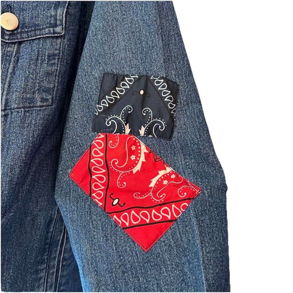 Back in the Saddle Womens Jacket 1X Light Denim Jean Western Cowgirl Kerchief - Picture 2 of 9